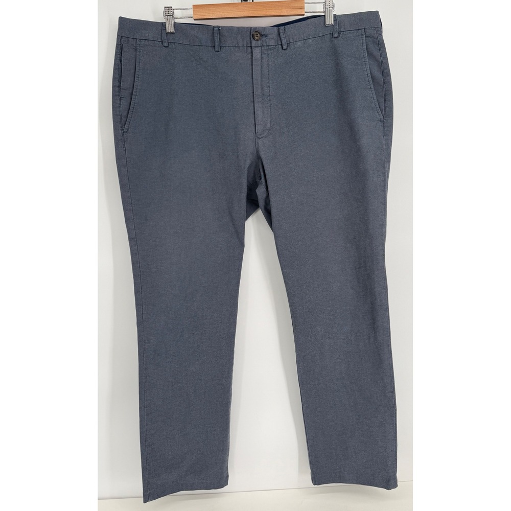 Neiman Marcus Mens Blue Grey Contour Tailored Fit Cotton Stretch Pants Sz 42x32